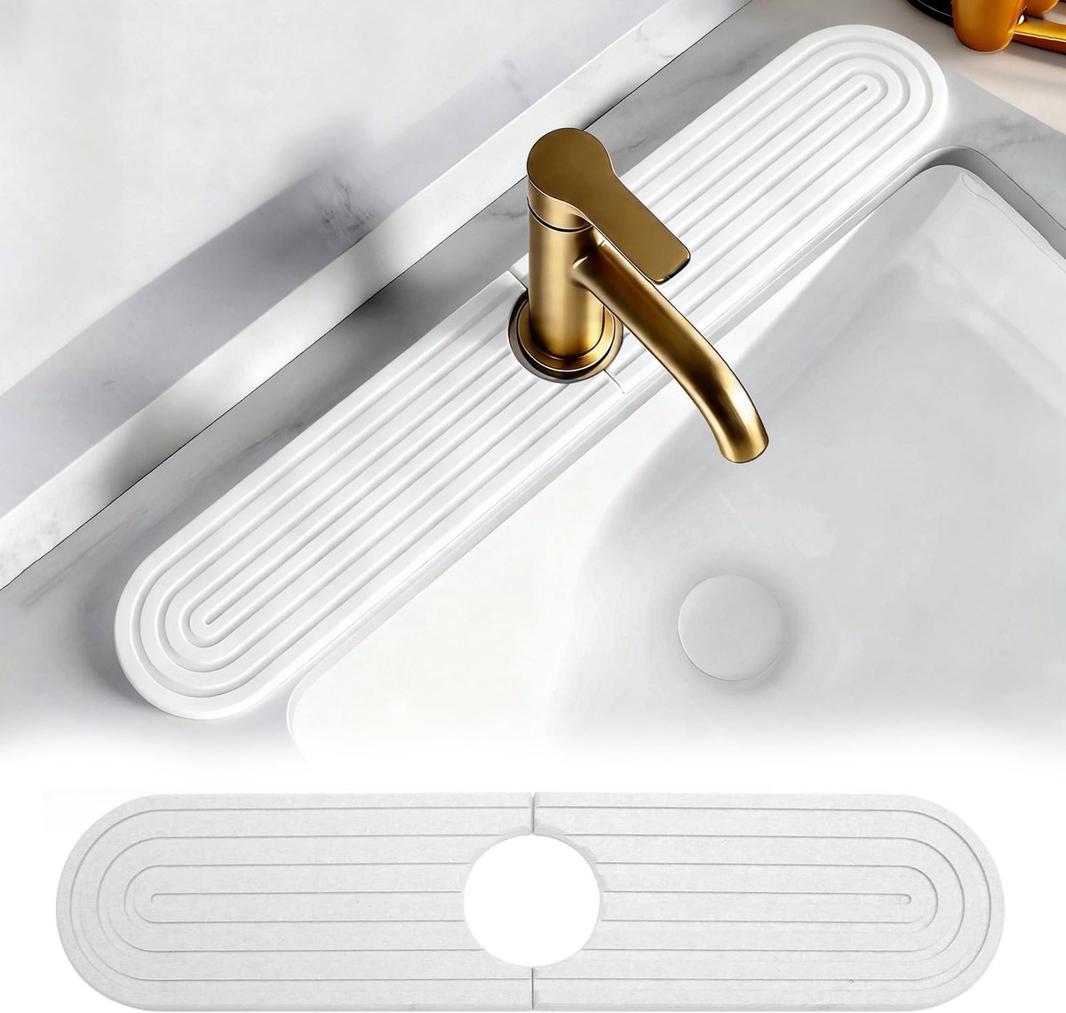 Dailygoods- Waterabsorberende Mat Superieure Zuigkracht - Sneldrogende Steen - Afdruipmat - Gootsteenmat - Keuken/Badkamer - Afmetingen 40 x 10/60 x 10 cm