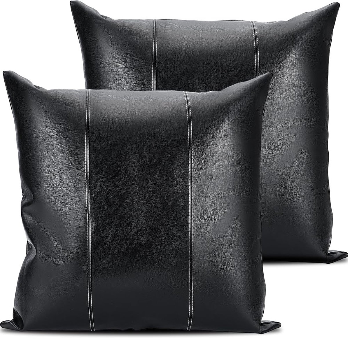 Dailygoods - Decoratieve kussenslopen van kunstleer, 45 x 45 cm, boho-stijl, effen, modern, veganistisch leer, ideaal voor bank, bed of slaapkamer, rustieke stijl, 2 stuks