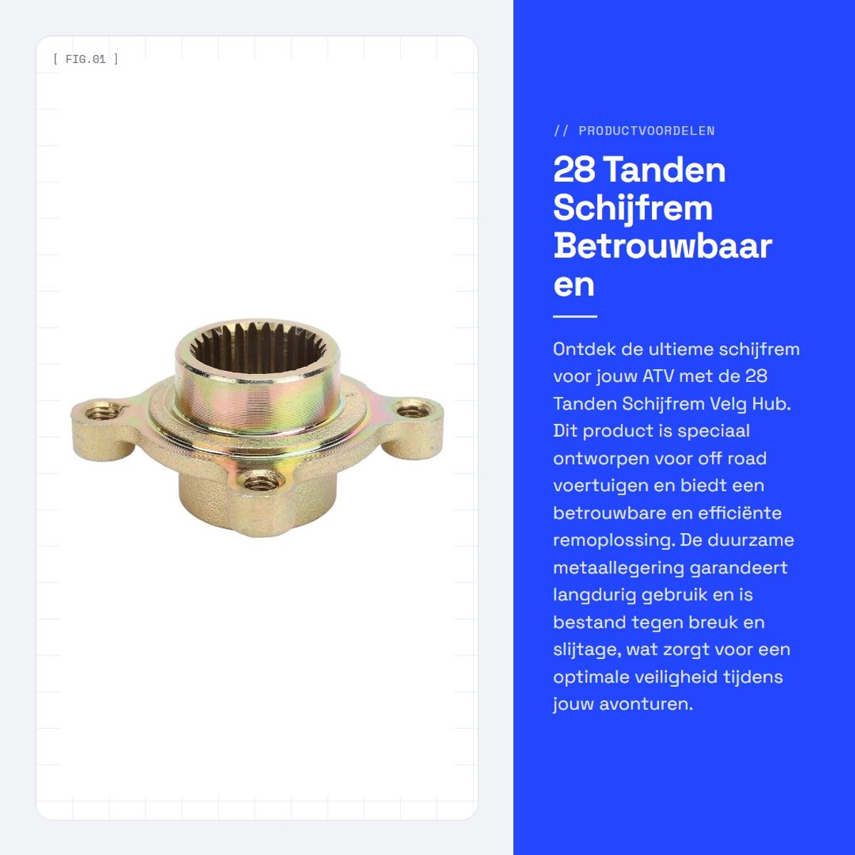 Dailygoods- Remschijf 28 Tanden - Betrouwbare Velgnaaf - Duurzame Metaallegering - Verbeterde Stabiliteit - ATV/Karting - Hoge Sterkte