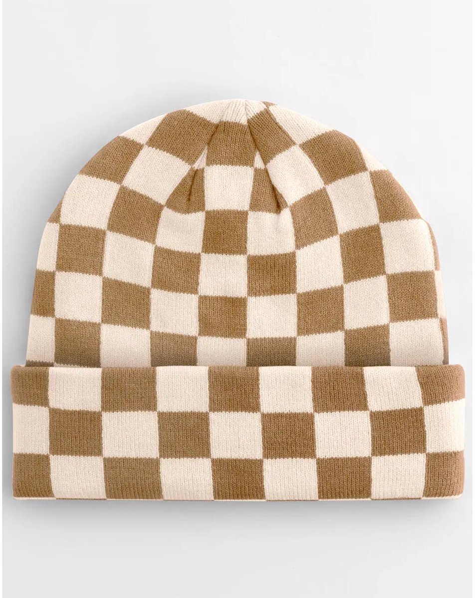 Checkerboard Beanie - Biscuit/Almond - One Size