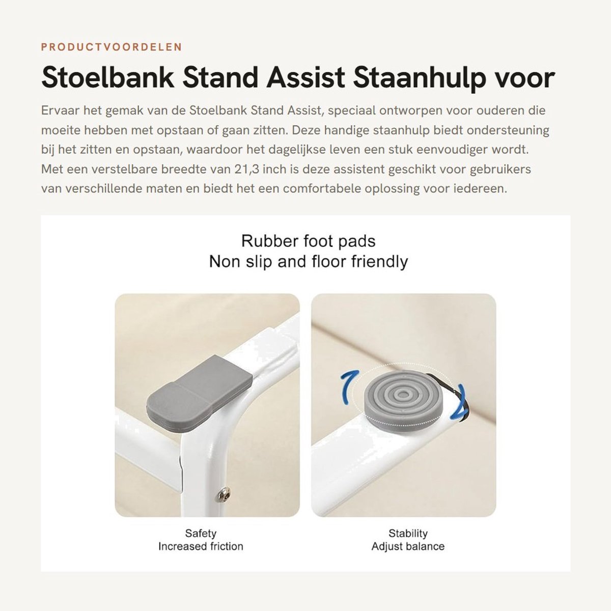 Dailygoods- Staanhulprail Verstelbaar - Antislip Mobiliteit - Stoelbank Stand Assist - Eenvoudige Installatie - 6 Hoogtes - Verbeterde Veiligheid - Stoelstandaard