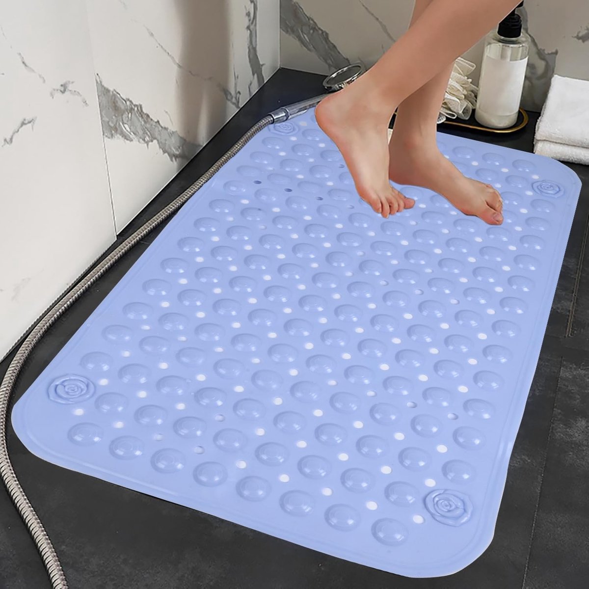 Dailygoods- Douchemat Antislip 90 x 60 cm - Douchemat met Zuignappen - Machinewasbaar - Badmat Antislip - Geschikt voor Bad en Badkamer - PVC Materiaal