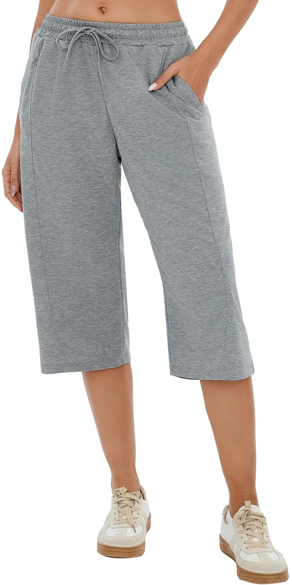 Dailygoods- Joggingbroek Dames Katoen - 3/4 Sportbroek - Ademend - Zweetabsorberend - Trekkoord - Comfortabel Huidgevoel