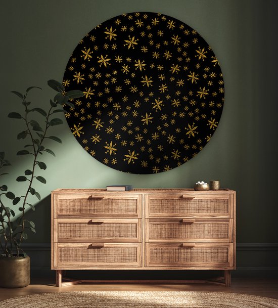 Wall Circle - Wall Circle Indoor - Noël - Flocon de Neige - Or - ⌀ 120 cm - Décoration murale - Peintures Ronds XXL