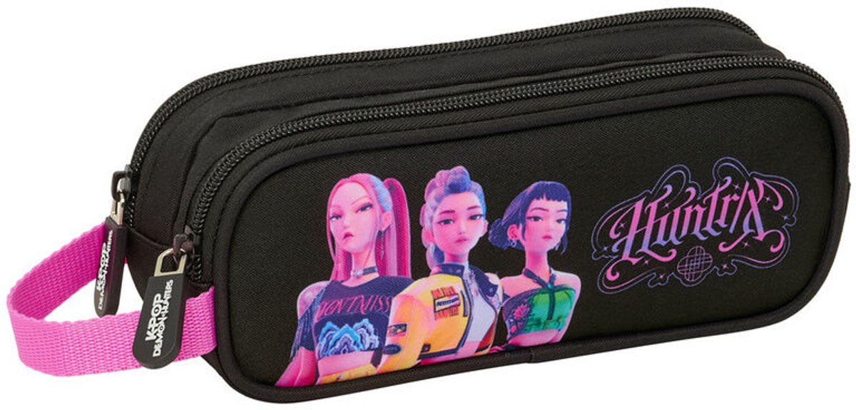 Kpop Demon Hunters Negra dubbele etui - K-Pop pennendoos. 21x8x6 cm.