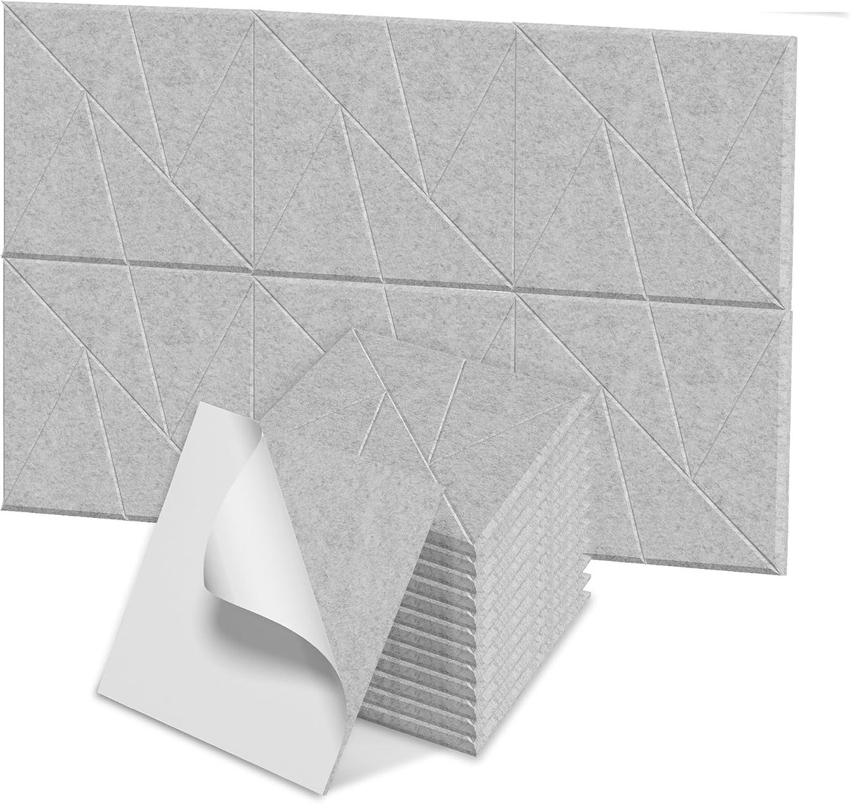 12 Stuks V-vorm Zelfklevende Akoestische Panelen 30x30cm, Geluiddempende Polyestervezel Muurpanelen Geluidsisolatie voor Studio, Kantoor en Slaapkamer, Grijs – NAIZY