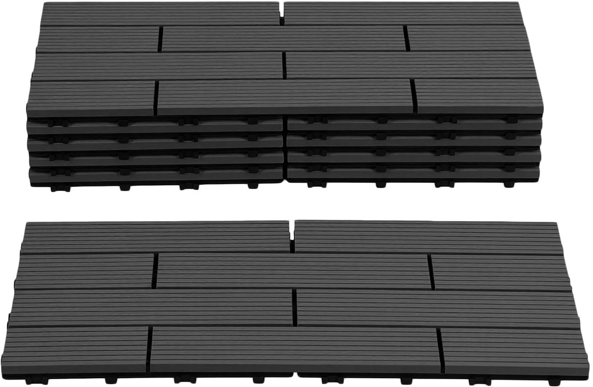 Terrastegels, 30×60cm, voor tuin- en balkonvloeren, kliksysteem Antraciet 42pcs