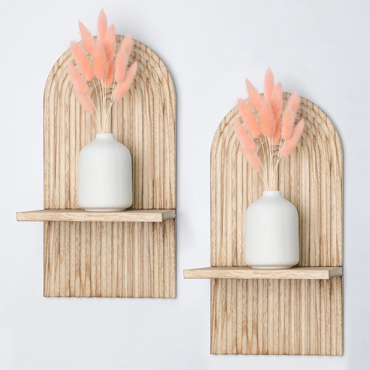 2 Stks Houten Planken voor Wanddecoratie Moderne Boho Plank Drijvende Rustieke Display Rekken voor Opknoping Planten Foto Woonkamers Badkamer