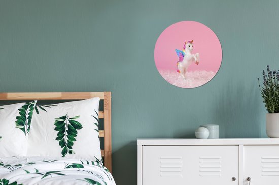 Statuette de licorne cabré Cercle mural aluminium ⌀ 30 cm - impression photo sur cercle mural / cercle vivant / cercle de jardin (décoration murale)