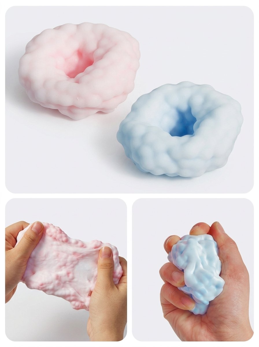 Hoekly™ Squishy Parelstressbal – 2 Stuks – Sensorisch Knijpspeelgoed met Pareltjes – Zacht Antistress Fidget Toy – Blauw + Roze – Voor Kinderen en Volwassenen