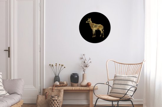 WallCircle - Cercle mural - Vintage - Okapi - Goud - Aluminium - Dibond - ⌀ 30 cm - Intérieur et extérieur