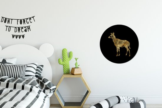 WallCircle - Cercle mural - Vintage - Okapi - Goud - Aluminium - Dibond - ⌀ 30 cm - Intérieur et extérieur