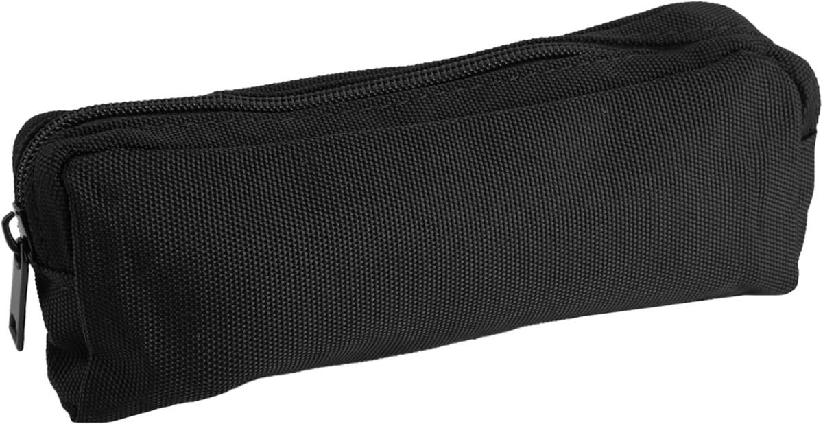 zwart, 18 x 7,5 x 4 cm, klein etui met ritssluiting, klein etui van polyester, voor linialen van 20 cm, rekenmachine, pennen, scharen, plakband en andere schrijfwaren