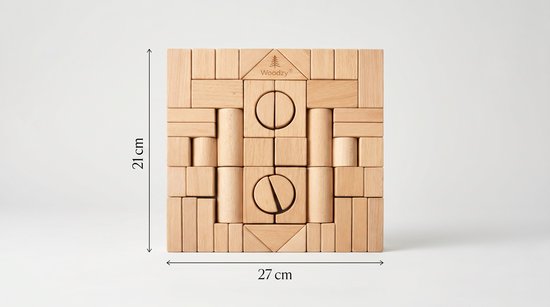 Woodzy Houten Blokkenset 60 Delig - FSC® Gecertificeerd - Montessori Speelgoed - Educatief Speelgoed 3+ Jaar - Naturel Hout - Grote Bouwset - Cadeau Kinderen van Merkloos — afbeelding 5