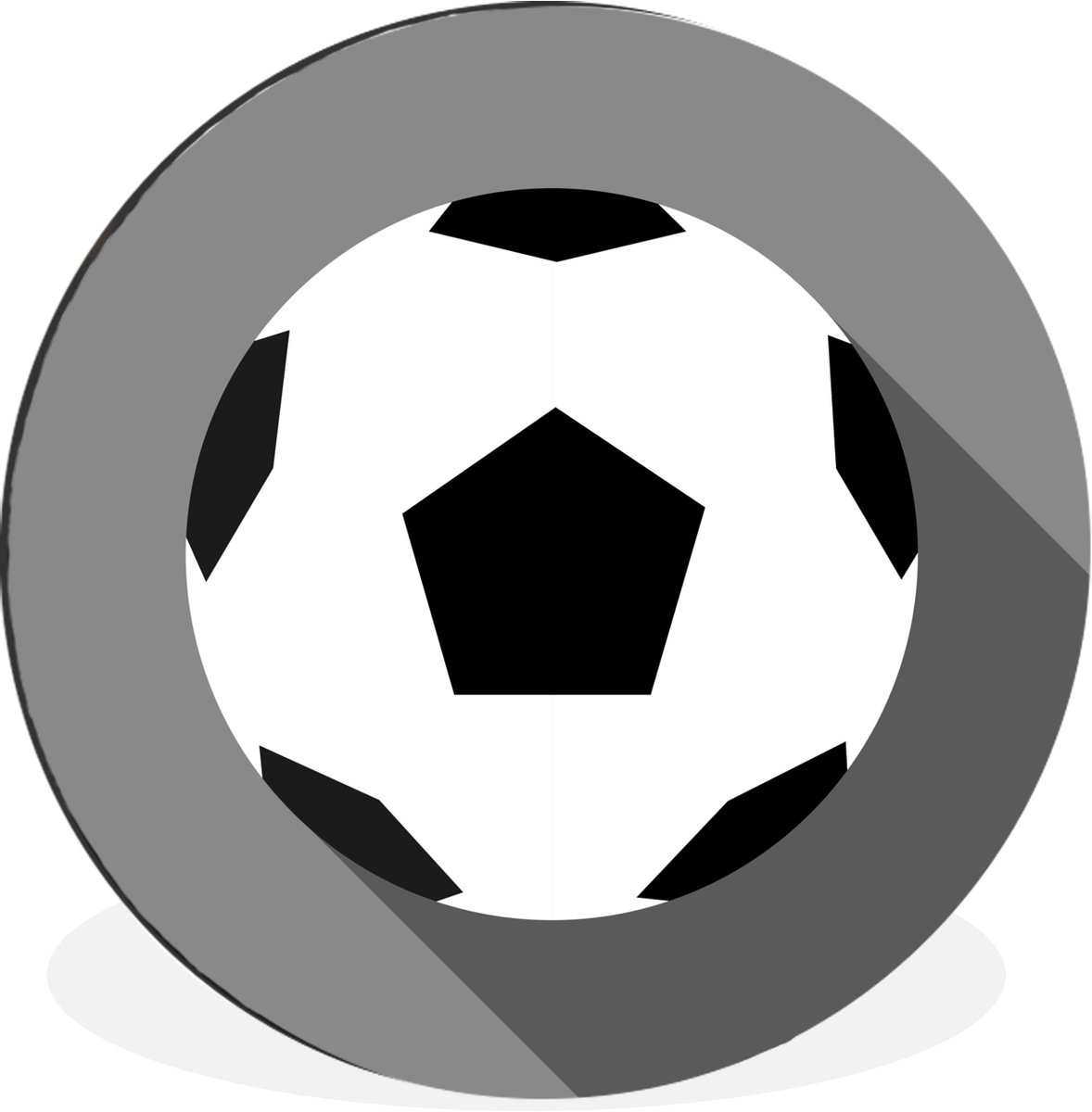 WallCircle - Wandcirkel - Muurcirkel - Een illustratie van een voetbal op een groene achtergrond - Jongens - Meisjes - Kinderen - Aluminium - Dibond - 30x30 cm - Binnen en Buiten