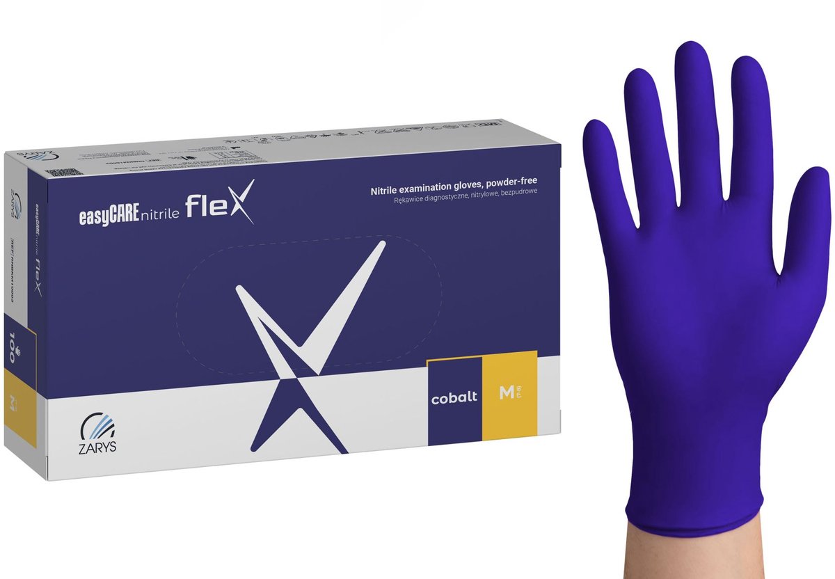 Nitril handschoenen - Kobalt blauw - maat M - 100 stuks - easyCare Flex