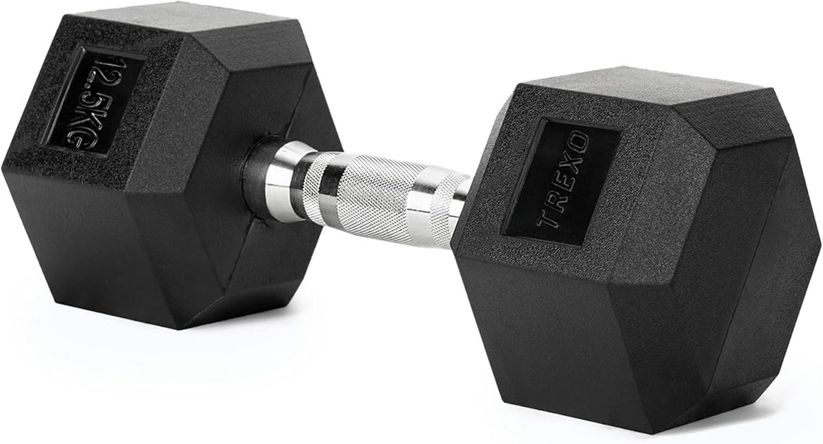 Famanu – Halters van 2,5 kg tot 35 kg, hexagon vorm, duurzaam rubber en gietijzer, voor krachttraining thuis met greep