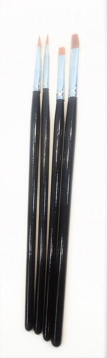 4x Gel Nagel Penseel Set ZP-08 Synthetisch Haar Hout