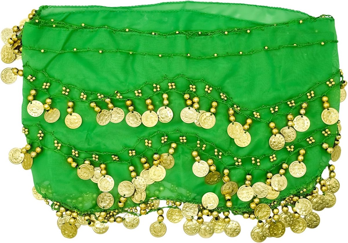 Belly Dancing Hip Scarf Belly Dance Belt for Women with 128 Gold Coins Dancer Scarf Costumes for Girls Dance Skirt - ShopVlot