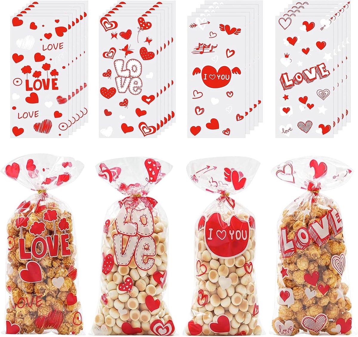 100 stuks cadeauzakjes, geschikt voor Valentijnsdag, Nieuwjaar, verjaardagsfeesten en themafeesten - ShopVlot