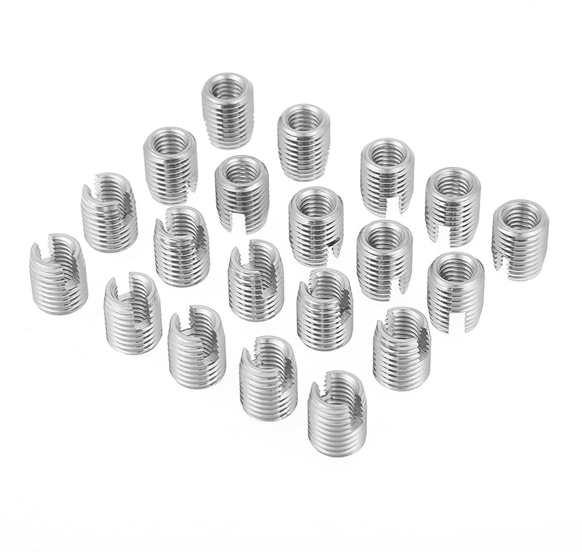 FTVOGUE 20pcs Stainless Steel SUS303 Self Tapping Slotted Threaded Insert M8 x 15mm - ShopVlot
