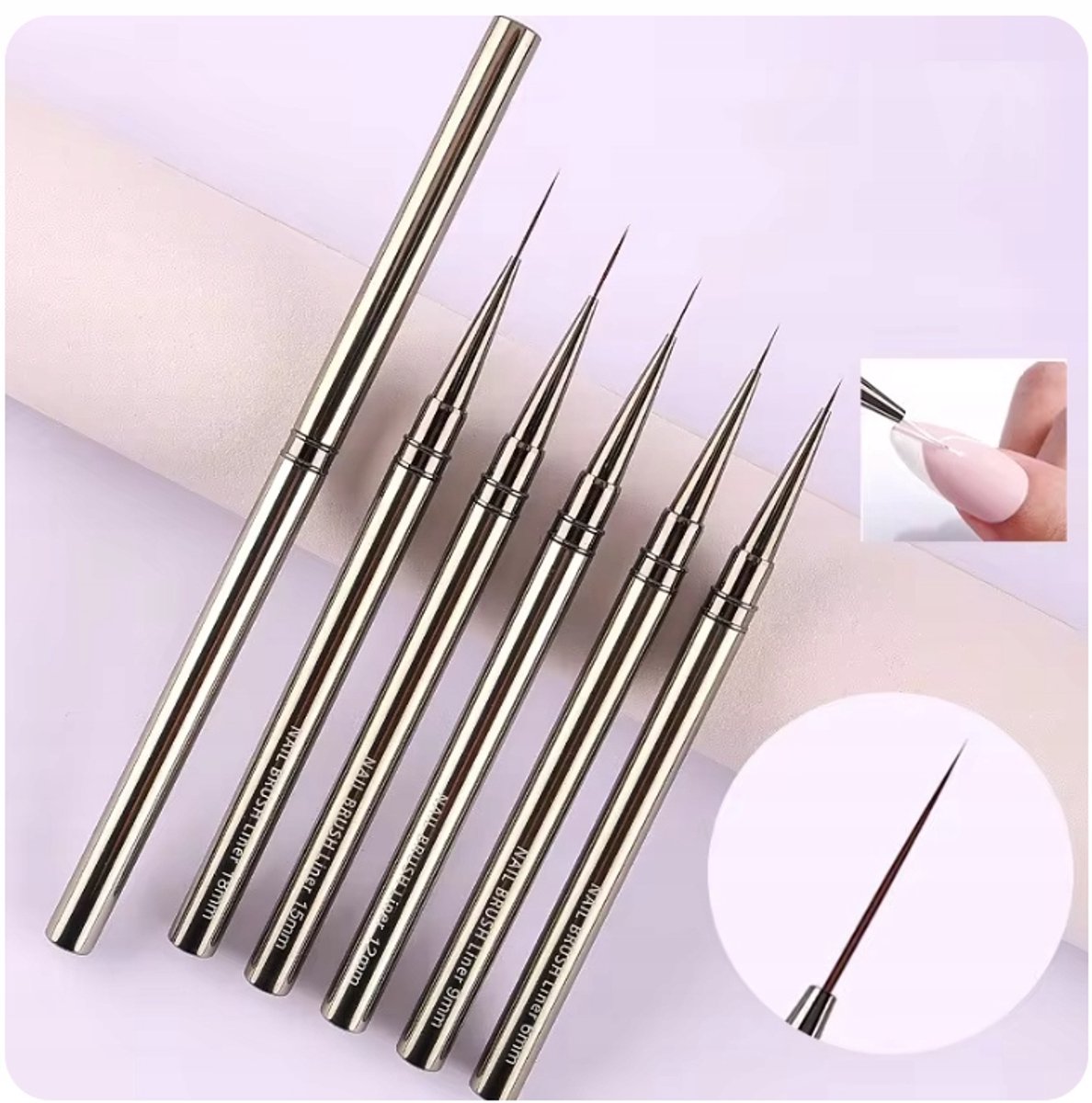 Set van 5 Nail Art Kwasten - Precisie voor Manicure Zelf