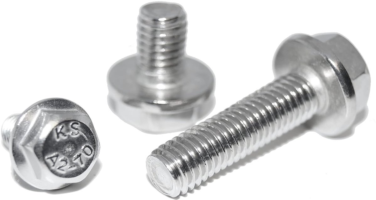 Hexagon screws with flange M6X12 4 pieces DIN 6921 A2 stainless steel, full thread without teeth - ShopVlot
