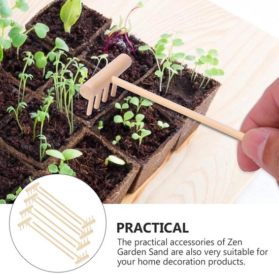 Set van 8 Mini Zen Tuin Harkjes van Bamboe voor Meditatie en Decoratie — afbeelding 5