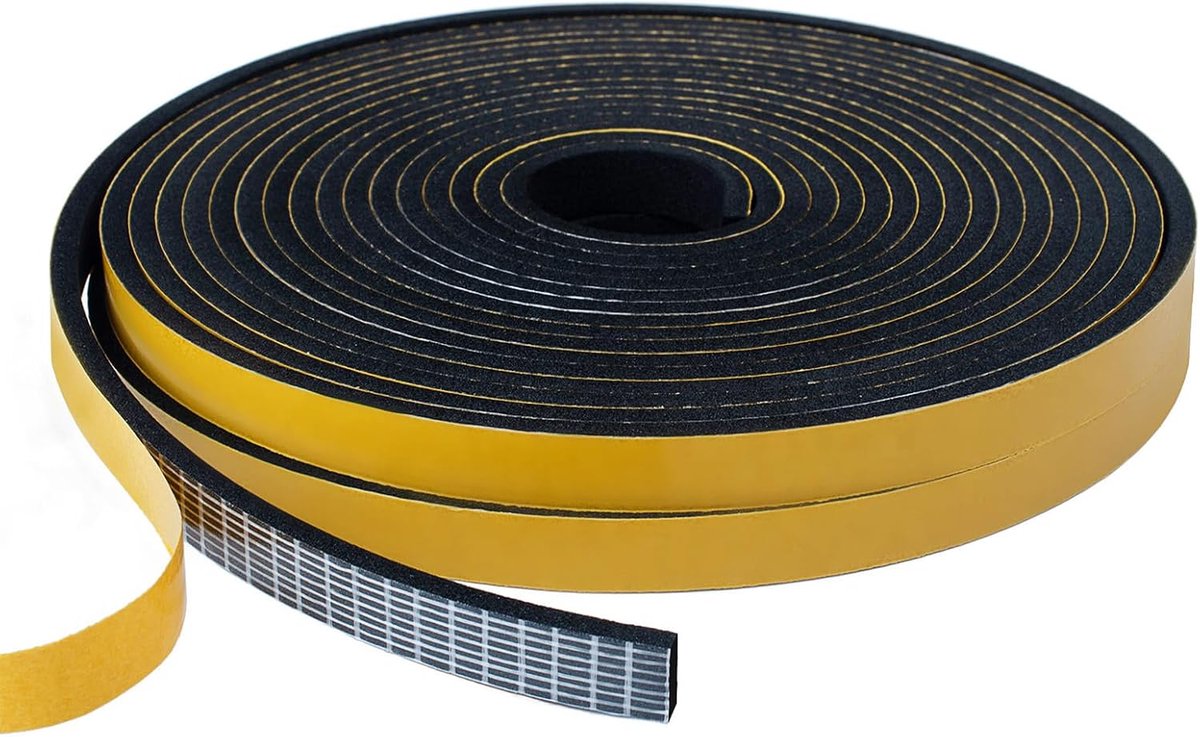 Tochtstrip deurafdichtingsstrip 9 mm (B) x 3 mm (T) - zelfklevend - 10 meter lang - voorkomt tocht - ShopVlot