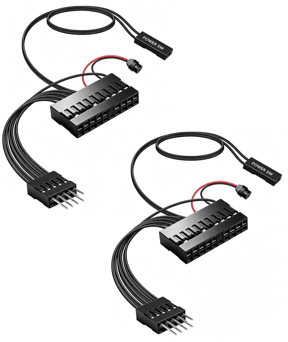 20-polige 9-polige 24AWG platte bandkabel met 2-polige stroomkabel en luidsprekerkabel, 2 stuks (0,15 m) - ShopVlot