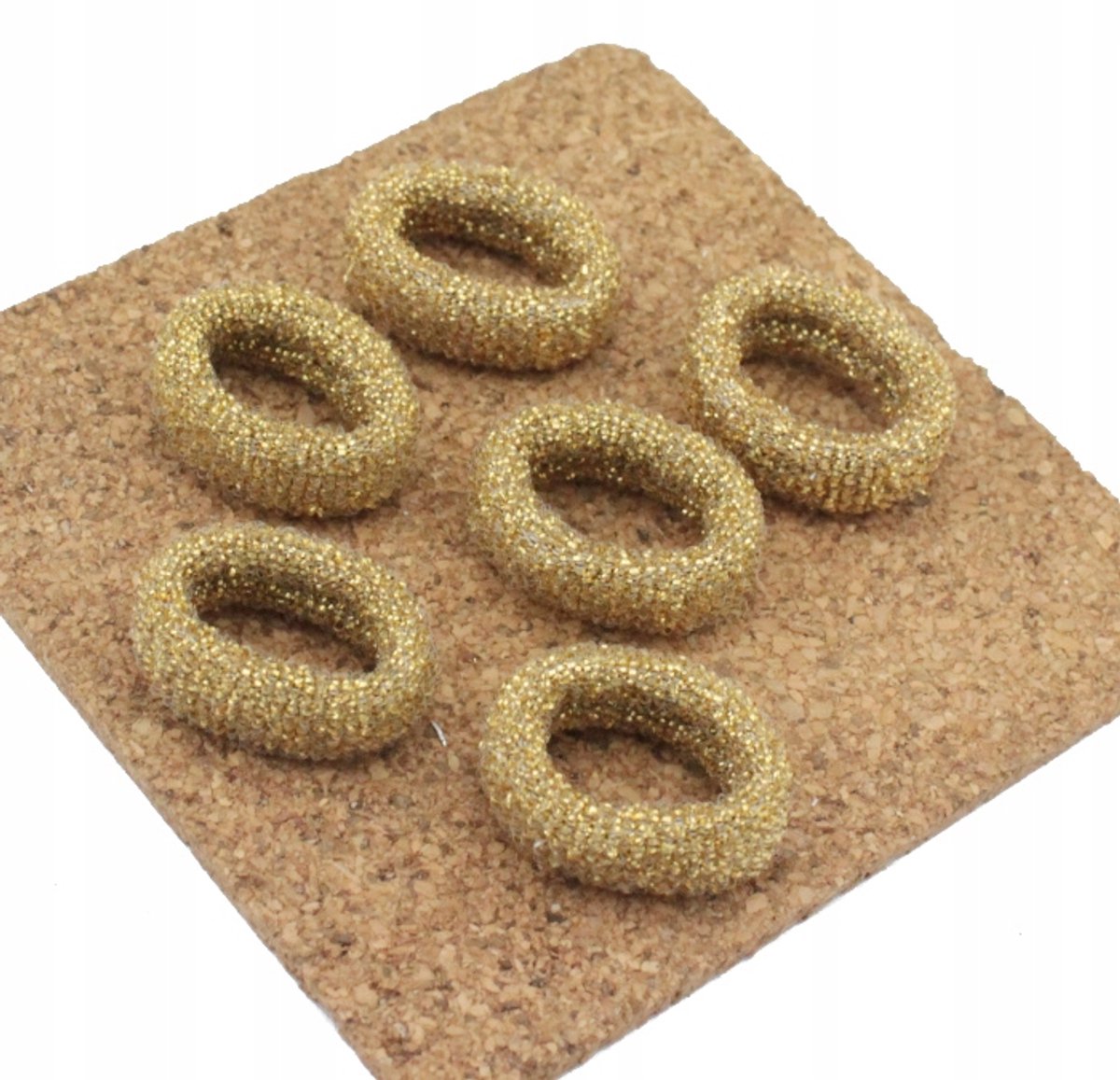 Set van 6 Gouden Glanzende Haar Scrunchies