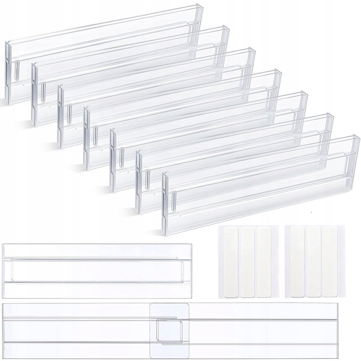 8x Verstelbare Ladeverdelers 8cm Hoog, 27.5-52cm Uitschuifbaar