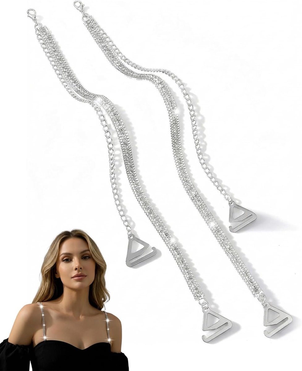 Rhinestone straps verstelbaar - zilver - antislip - ideaal voor feesten - ShopVlot