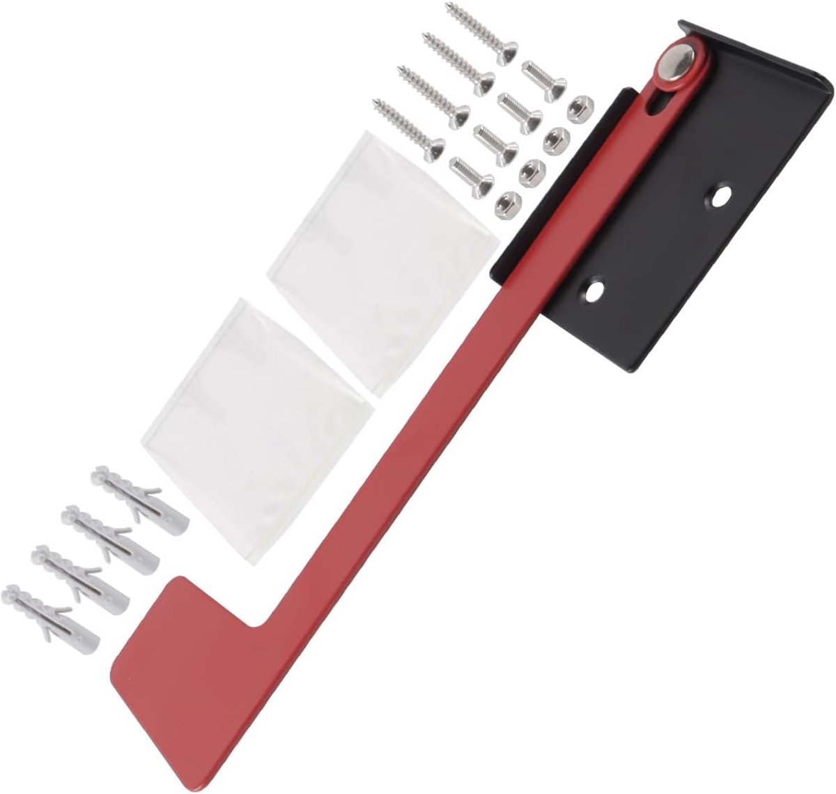 Brievenbusvlag metaal rood - opplakbaar zonder gereedschap - wandpaalmontage - lichtgewicht en opvouwbaar - ShopVlot