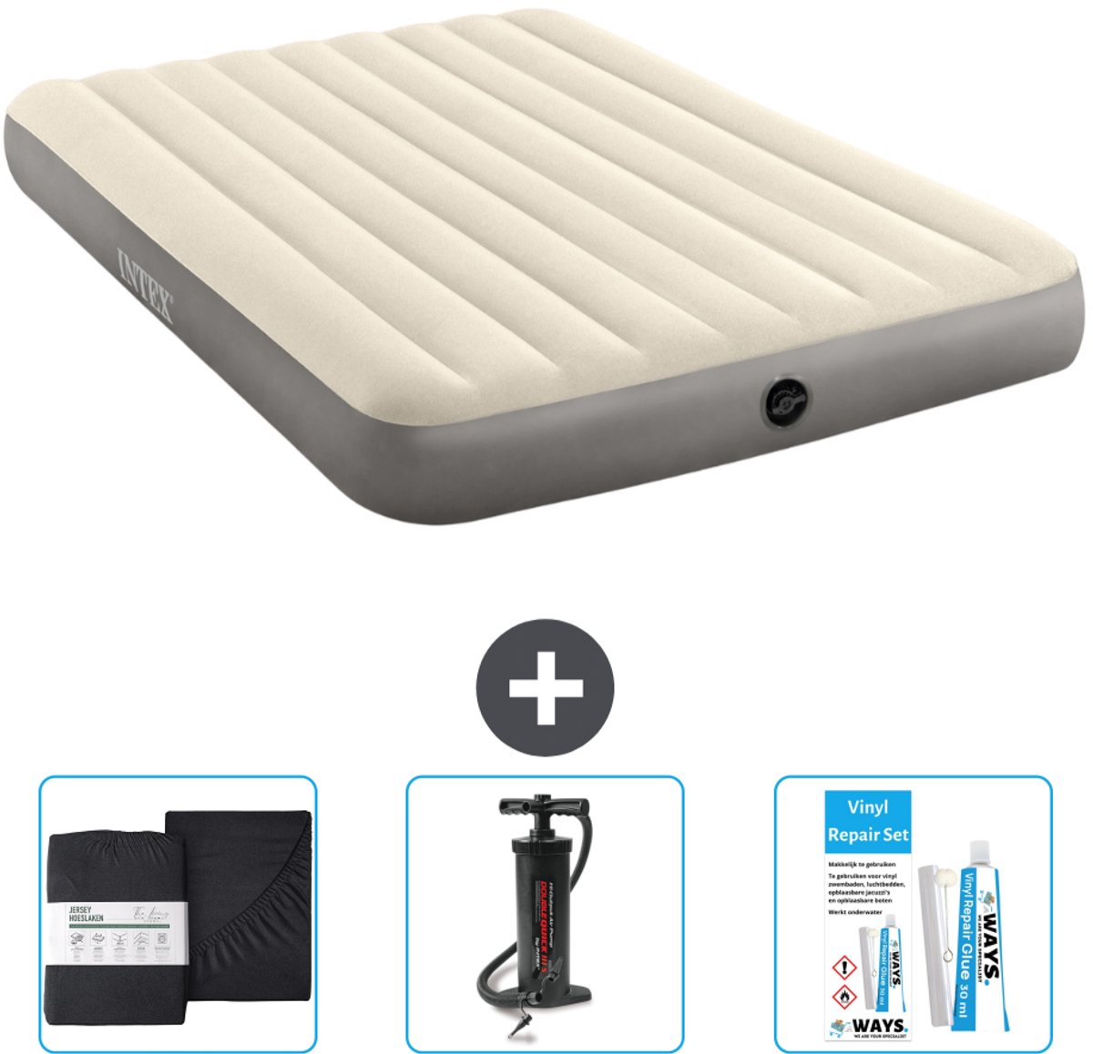 Intex Luchtbed - 2-Persoons - 152 x 203 x 25 cm - Beige - Inclusief Accessoires CB7
