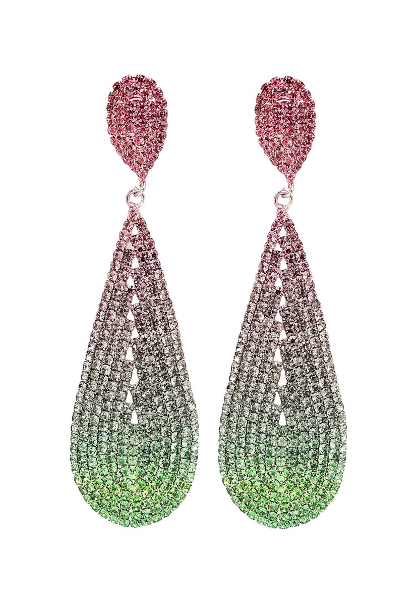 AVANT-GARDE PARIS Diva Rain Drop Earrings - Multicolor 2.6cm x 9.0cm - 1 stuk - Rhodium Plated met Post en Back sluiting