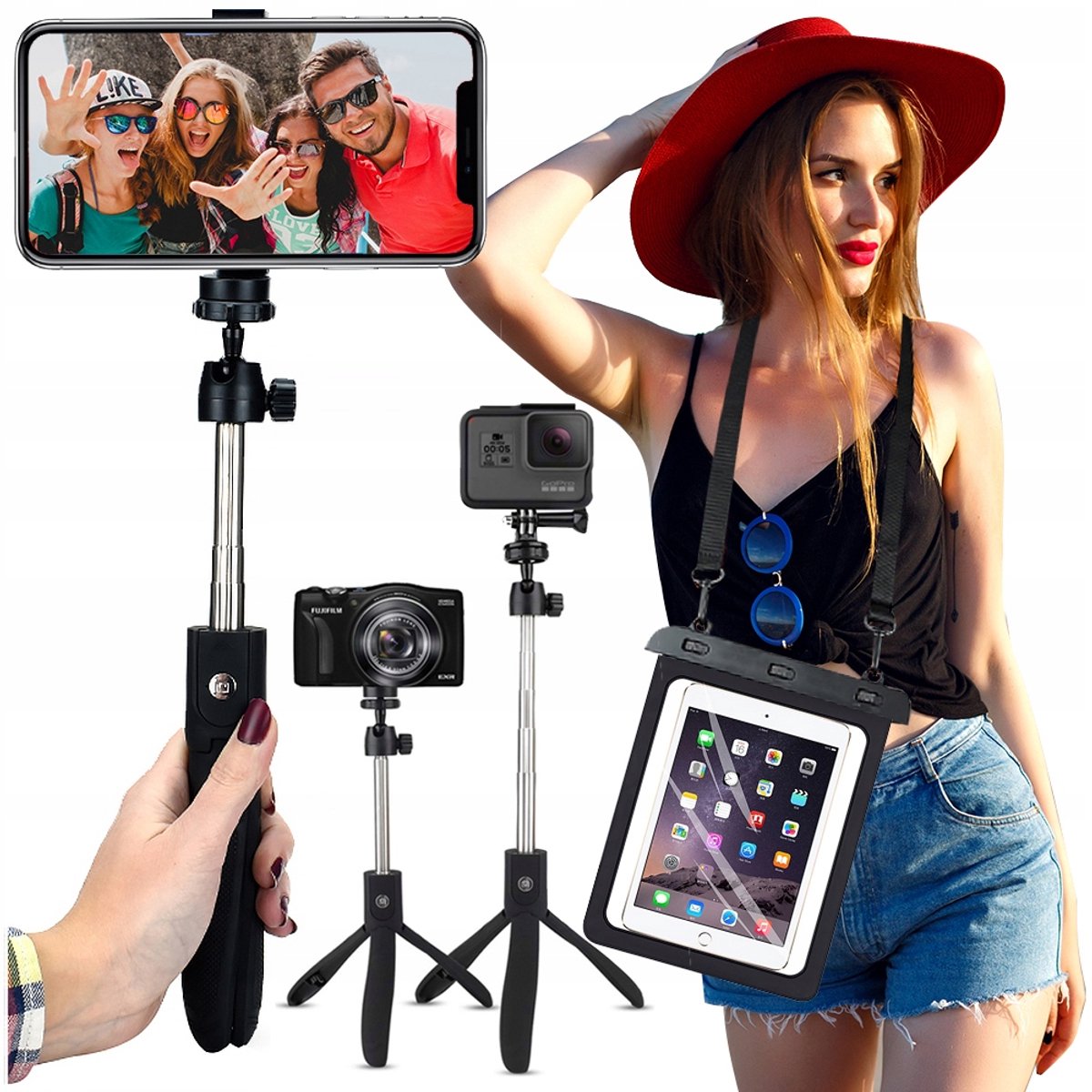 Waterdichte Telefoonhoes met Selfie Stick & Tripod met Afstandsbediening