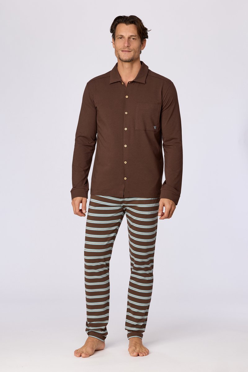 Woody Heren pyjama bruin - maat S