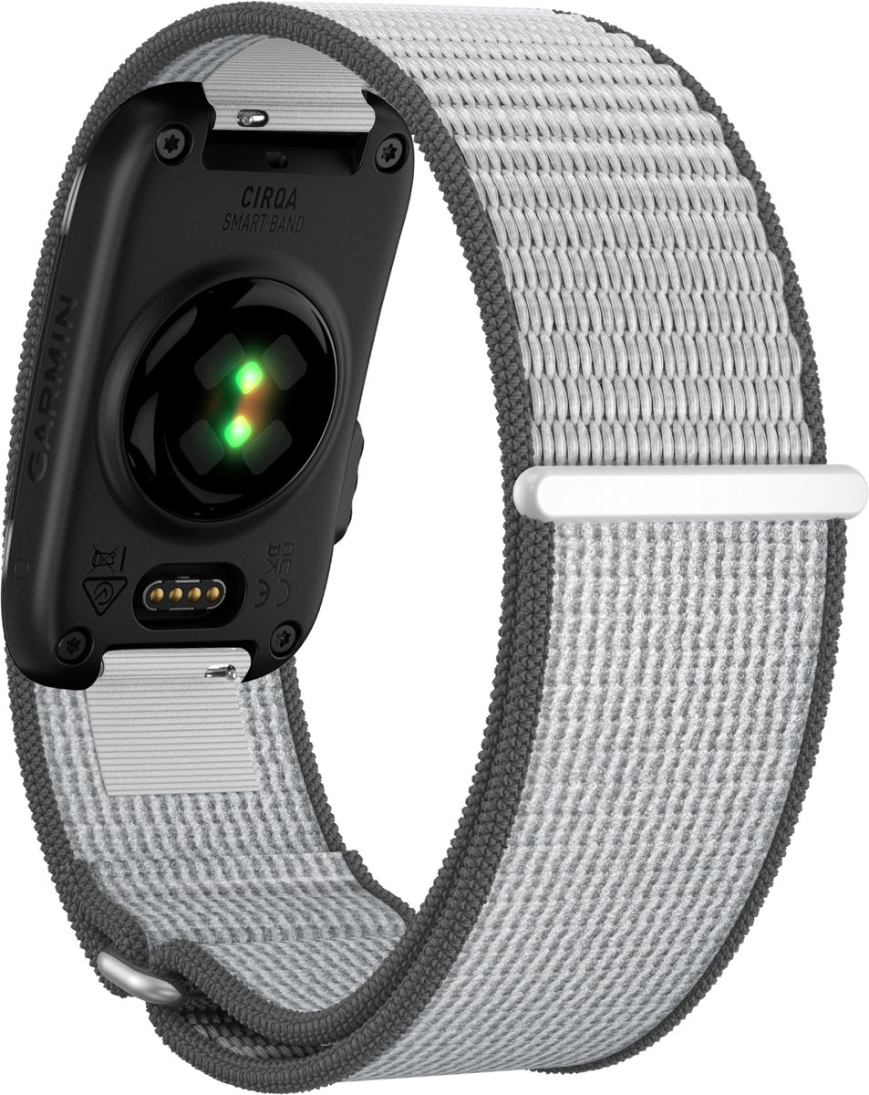 Bandz nylon bicep bandje geschikt voor Garmin Cirqa - Grijs/Wit