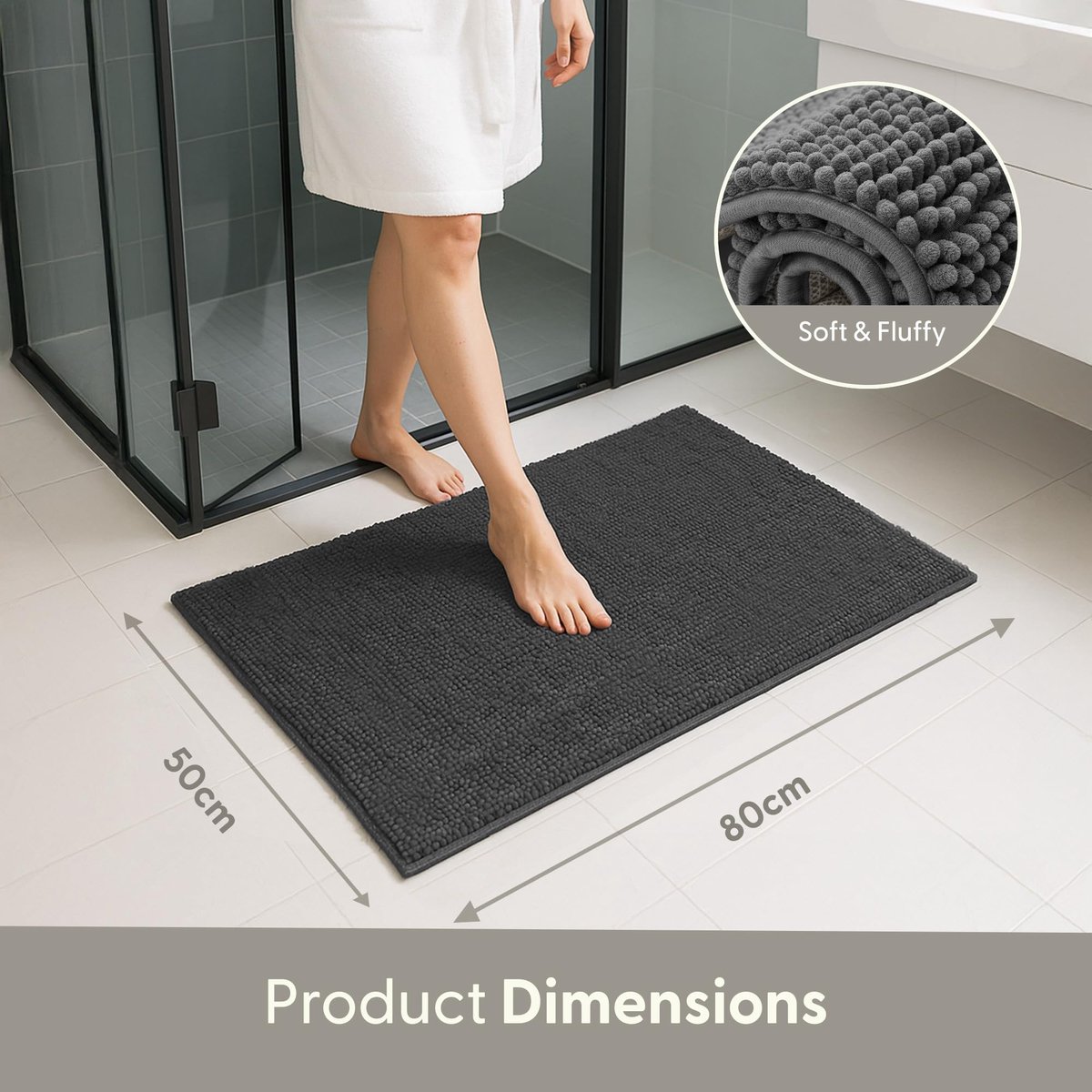 KEPLIN Bad- en toiletmat van microvezel - zacht, pluche en comfortabel tapijt met machinewasbaar ontwerp - ShopVlot