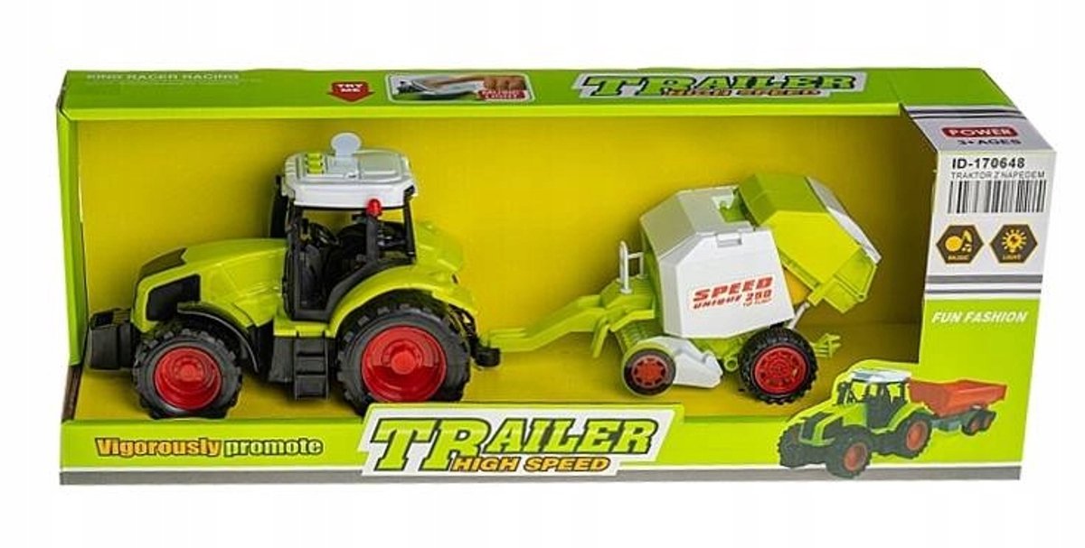 Traktor met landbouwmachine - Licht & Geluid - 42cm