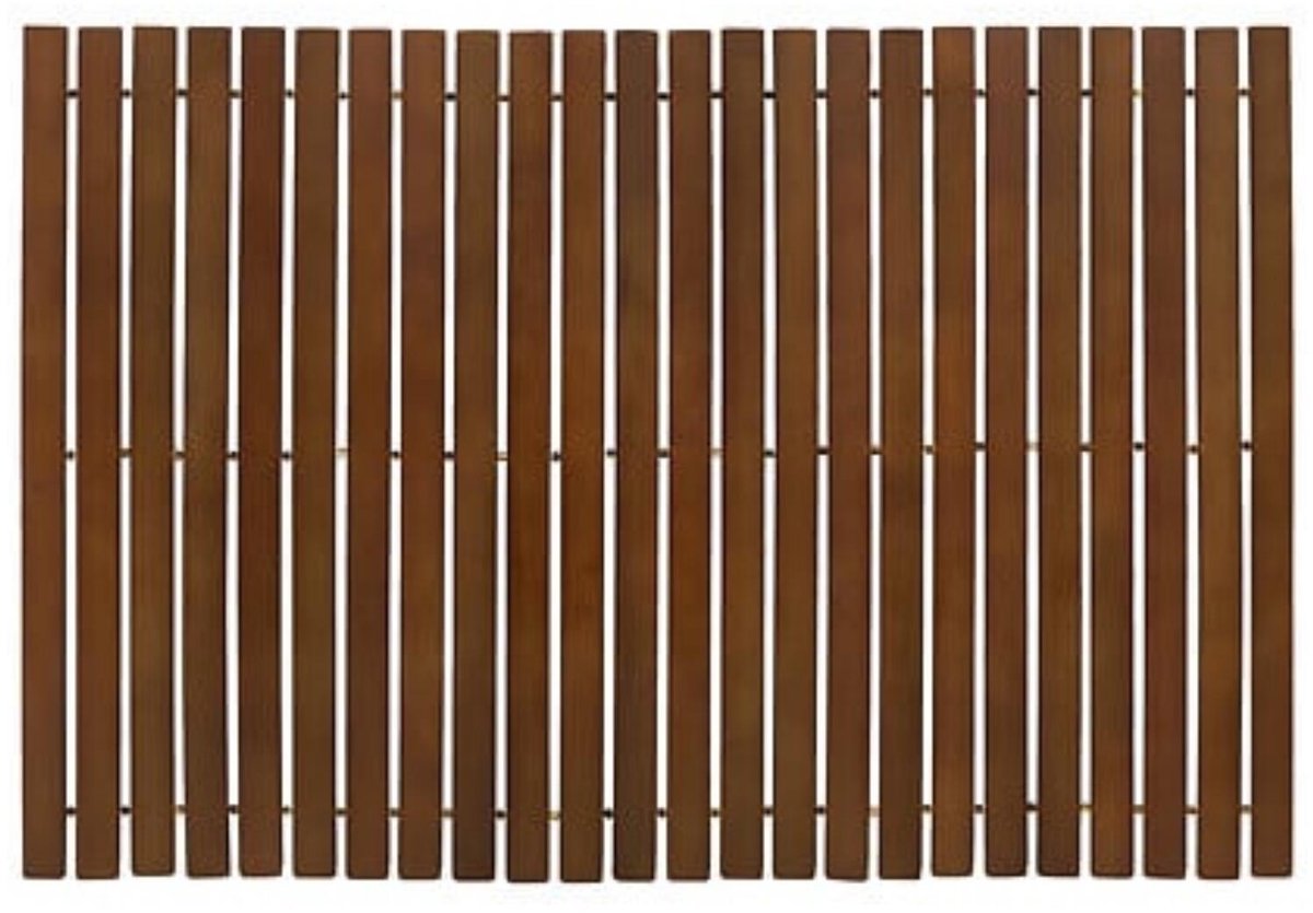 5Five vloer badmat - donker bamboe hout - antislip - douchemat - 60 x 40 cm - saunamat