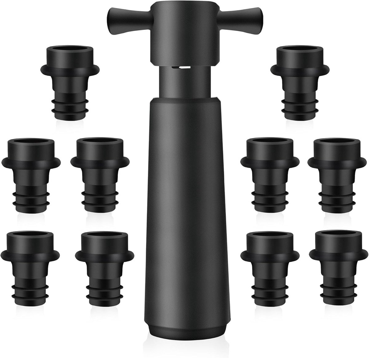 Wine pump, including 10 reusable wine stoppers, 1 vacuum pump for wine, vacuum wine stopper set (1+10) - ShopVlot