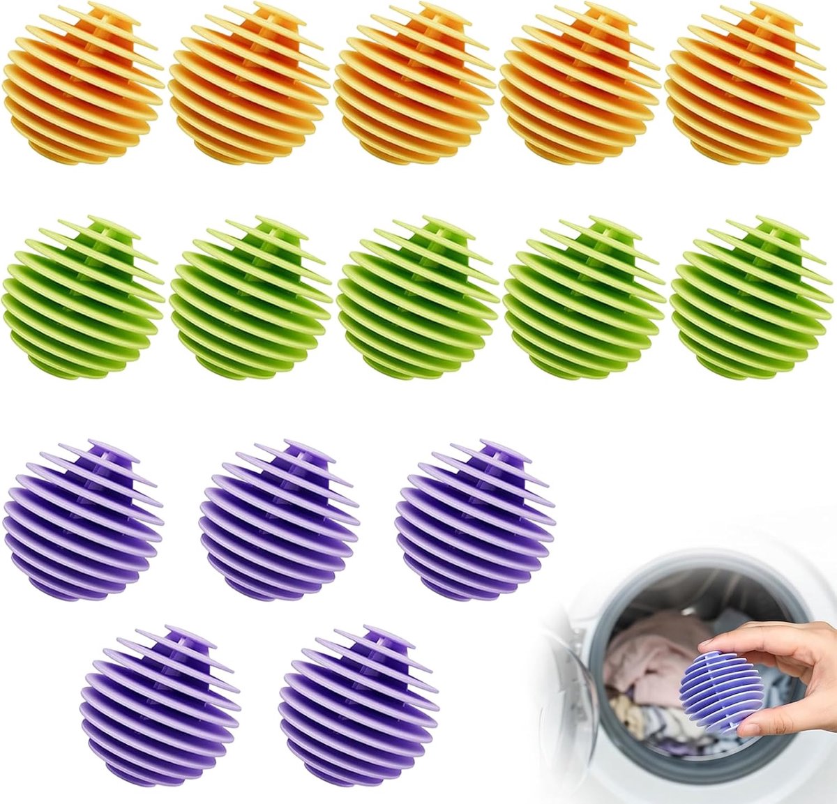 Wasballen voor wasmachine, 15 stuks, wasbal tegen klitten en rimpels, herbruikbare wasballen van pvc voor - ShopVlot