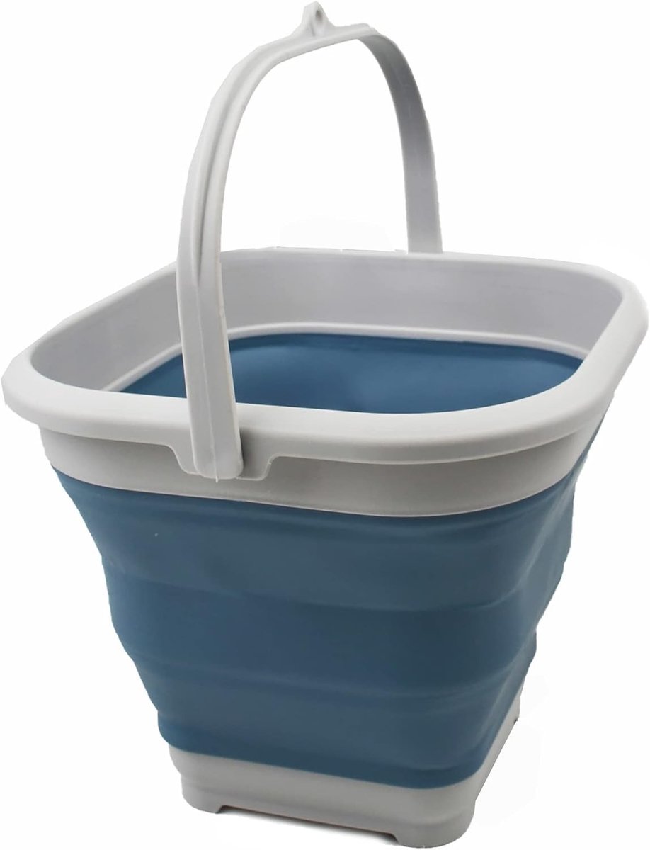 Wasteil opvouwbaar - Blauw - 5,5 Liter - Inklapbare Vierkante Emmer met Handvat - Draagbare Waterbak