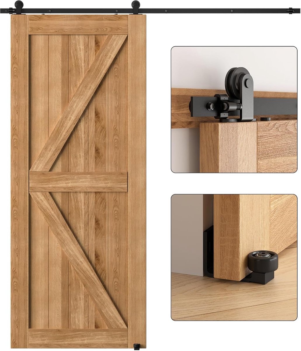 Etiaqsqsa 200 cm / 6.6 ft Sliding Door Hardware Sliding Door System Gleitschiene Wooden Sliding Door Black Includes - ShopVlot