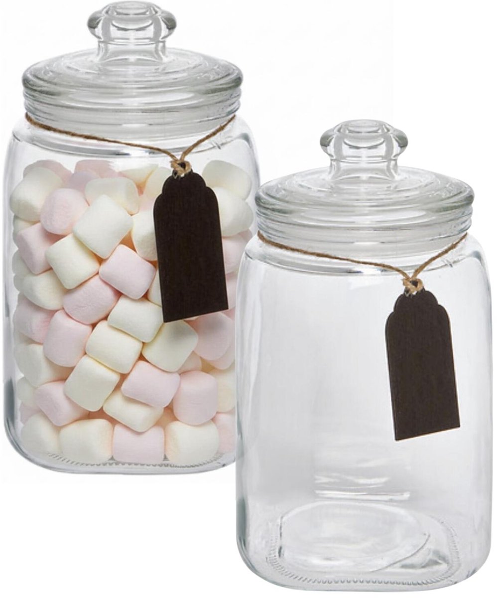 5Five luxe voorraadpot Candyman - 2x - snoeppot - glas - met deksel - 2.8 liter - voorraadpot - bewaarpot - 14 x 25 cm