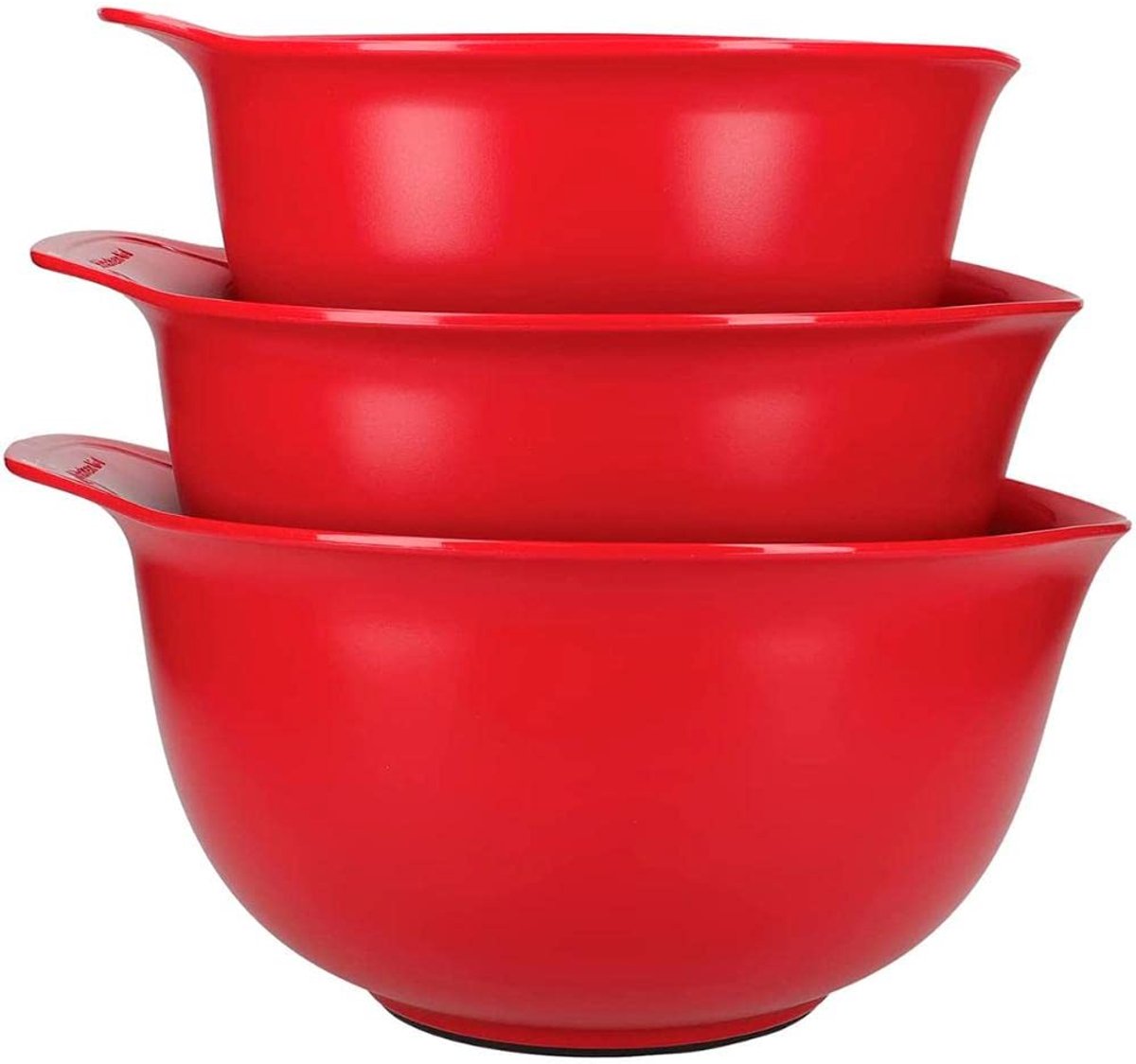 Famanu – Mengkommen set van 3 stuks, 2,4 liter, 3,3 liter en 4,3 liter, gemaakt van plastic in koninklijk rood, ideaal voor koken en bakken