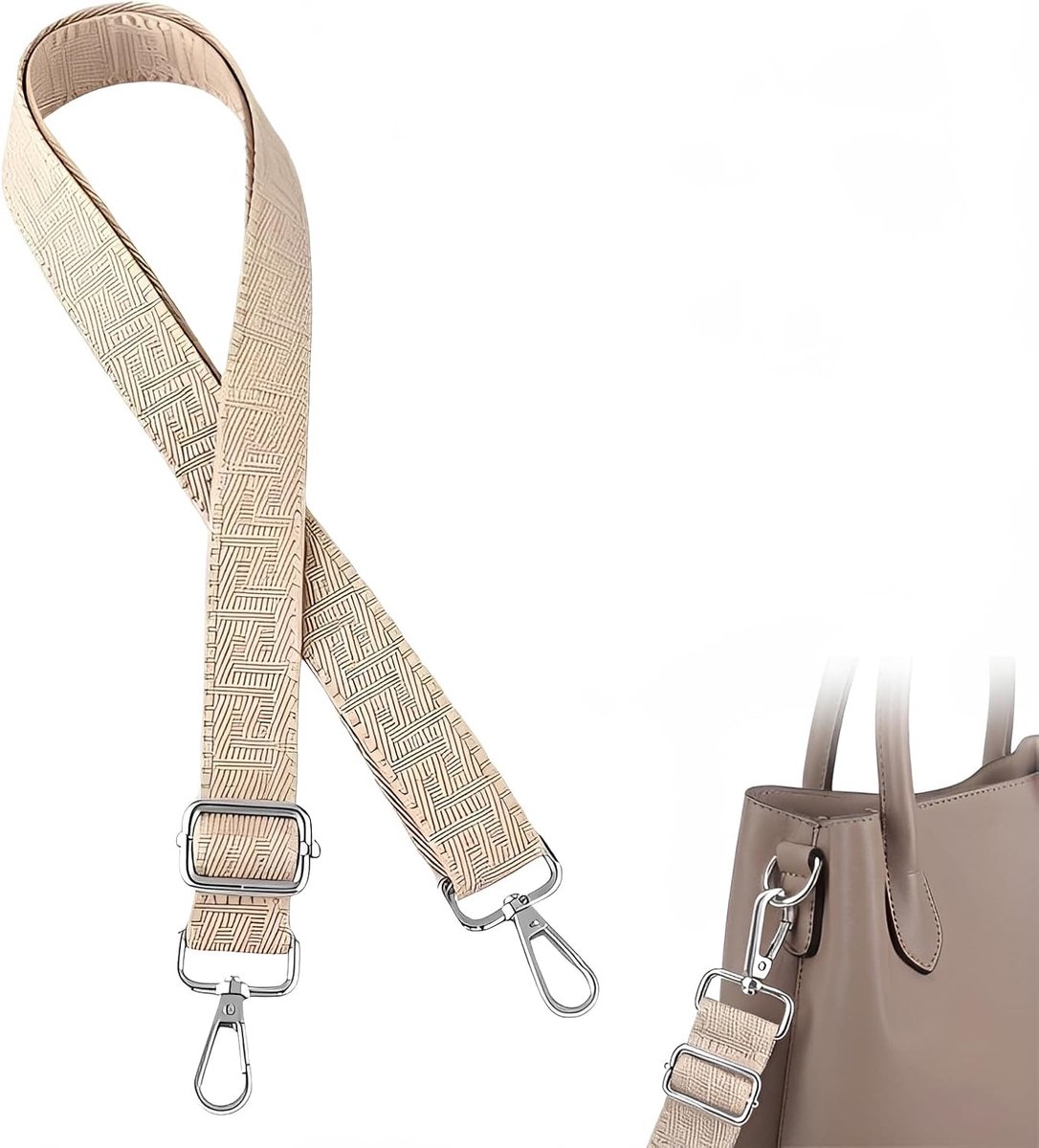 Schouderband voor tassen - Verstelbaar, 1 inch breed - Met zilveren karabijnhaak - Ideaal voor crossbody gebruik - ShopVlot
