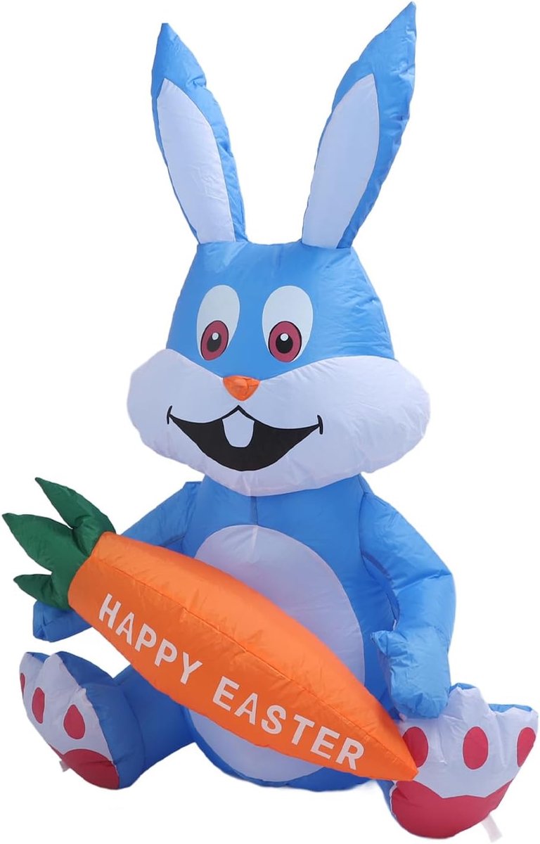 Opblaasbare konijn 1,2 m - cartoonachtig - duurzaam polyester - vrolijke tuinversiering voor Pasen - ShopVlot